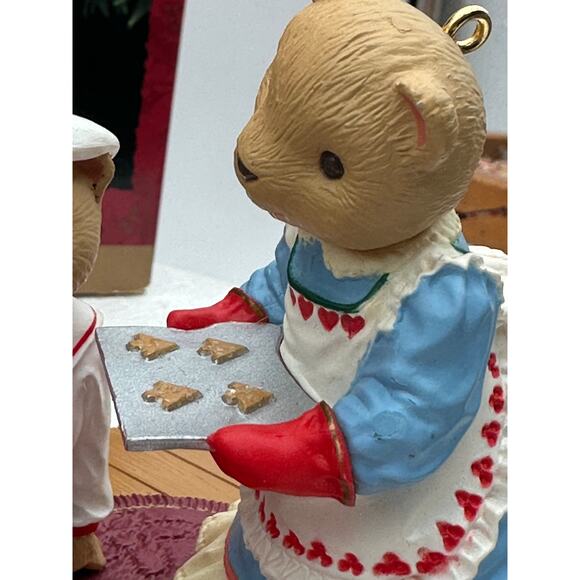Hallmark Bearingers Set 1993 Keepsake Christmas Ornaments Fireplace Boxes 4 item - Picture 3 of 14